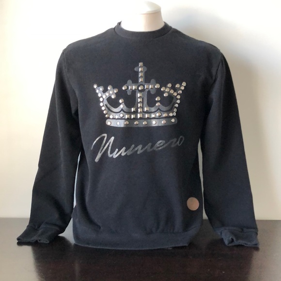 Numero Crewneck Sweatshirt with Crown Print & Stud embellished - Men’s Size M - Picture 1 of 6